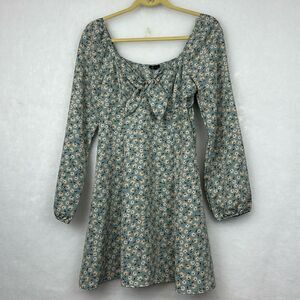 Lily Rose Floral Dress in Multi Print Sz M Long Sleeves Tie at front